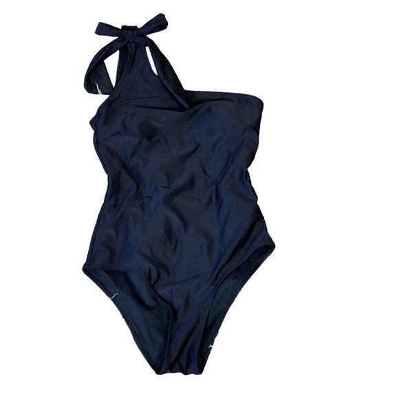 Marina West Swim Deep End One-Shoulder One-Piece Swimsuit Sz L Black #291E - Picture 3 of 9